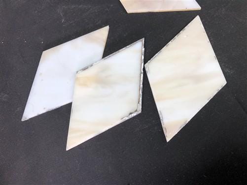 10 Stained Slag Glass Diamond Panes, Reclaimed Church Window Art Glass Pieces F