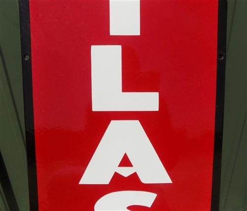 Atlas Tires Repairs Sign, Atlas Porcelain Metal Advertising, Standard Oil Sign A