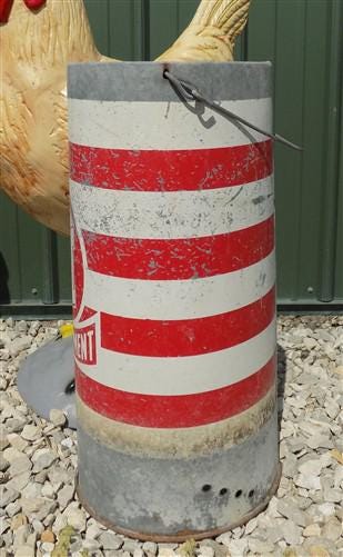 Big H Equipment Chicken Feeder, Vintage Galvanized Tin Chicken Feed Dispenser B