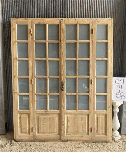 Antique French Double Doors (71x88) Frosted Glass European SideLite Jamb C9