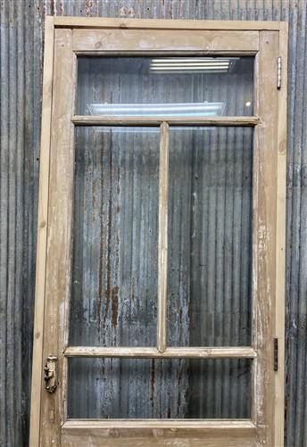 Antique French Single Door (31.5x90) Glass Pane Door with Jamb, Encased Door T29