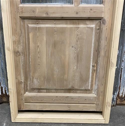 Antique French Single Door (27.25x82) Glass Pane Door with Jamb, Encased Door T7