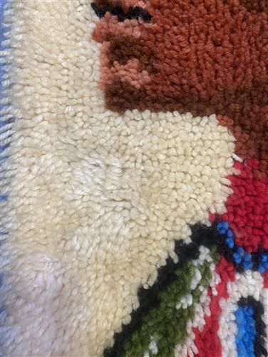 Native American Indian Chief Latch Hook Rug Wall Art, Vintage 1970s Retro Art