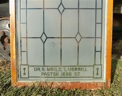 Etched Frosted Clear Glass Vintage Church Window, Architectural Art Glass, D