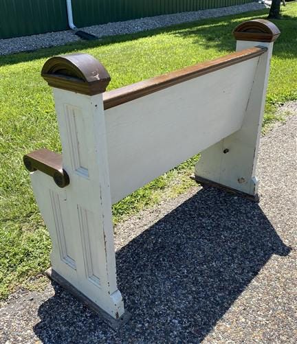 Home & Living > Furniture > Entryway & Mudroom Furniture - Vintage Wooden Church Pew, 3' 8" Porch Bench, Entry Foyer, Dini...