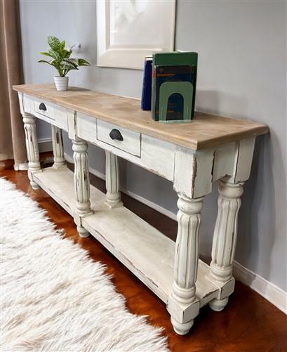Home & Living > Furniture > Living Room Furniture > Coffee & End Tables - 72" White Sofa Table with Drawers, Coffee Table,...