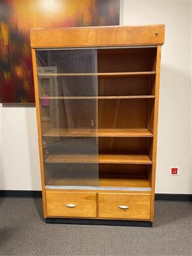 2 Sliding Door Display Cabinet, Vintage Display Case, Curio Cabinet, Showcase, G