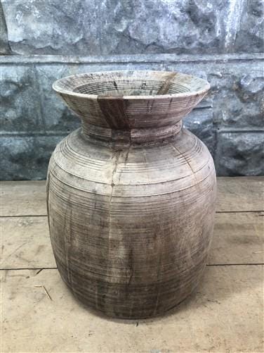 Home & Living > Home Decor > Home Accents > Vases - Wood Pot, Round Water Jug, Planter Urn, Flower Frog Display, Farmhouse...