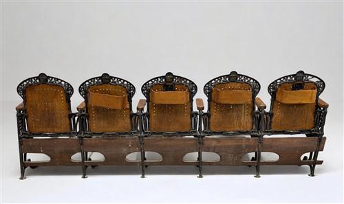 5 Wood Iron Folding Theater Seats, Auditorium Seats, Entryway Bench, D20