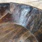 Dark Wood Bowl, Rustic Farmhouse Table Decor, Carved Wooden Bread Bowl A23