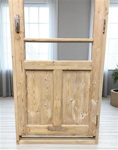 Antique French Single Door (31.5x84) Glass Pane Door with Jamb, Encased Door T33