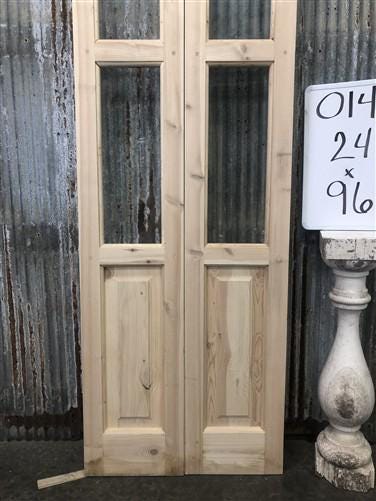 Arched French Double Doors (24x96) 3 Pane Glass European Styled Doors O14