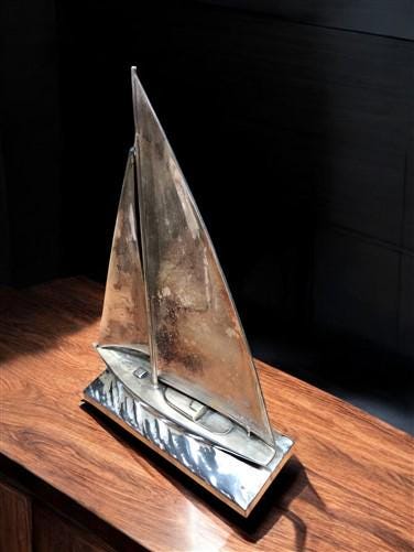 Home & Living > Home Decor > Home Accents > Statues - Sailboat Sculpture, Metal Bookend Paperweight, Nautical Study Librar...
