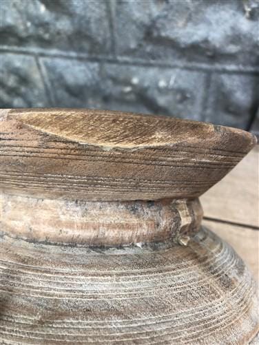 Wood Pot, Round Water Jug, Planter Urn, Flower Frog Display, Farmhouse Box, H