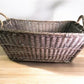 Rectangular Wicker Basket, Vintage German Woven Basket, Storage Organizer C34