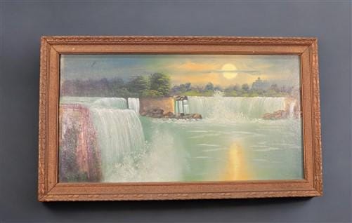 Wall Art - 1920s Intinerant Art Landscape Painting, Original Art Waterfall, Landscape, N by The Old Grainery