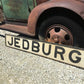 Jedburg Vintage Advertising Sign, Vintage Painted Railroad Sign, Folk Art Sign