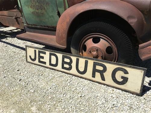 Jedburg Vintage Advertising Sign, Vintage Painted Railroad Sign, Folk Art Sign