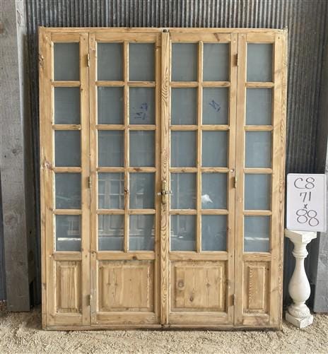 Antique French Double Doors (71x88) Frosted Glass European SideLite Jamb C8