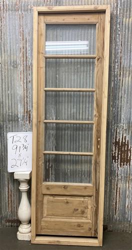 Antique French Single Door (27x91.5) Glass Pane Door with Jamb, Encased Door T28