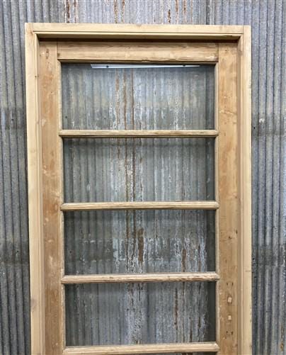 Antique French Single Door (32x84) Glass Pane Door with Jamb, Encased Door T16