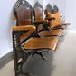 4 Wood Iron Folding Theater Seats, Auditorium Seats, Entryway Bench, D9