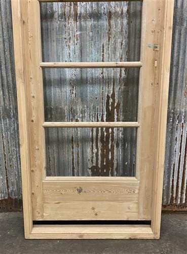 Antique French Single Door (29x94.5) Glass Pane Door with Jamb, Encased Door T51