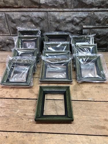 Home & Living > Home Decor > Picture Frames & Displays > Picture Frames - 12 Green Wood 4.5x3.5 Picture Photo Frames with...
