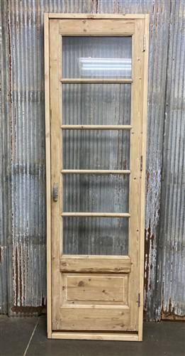 Antique French Single Door (27x92.5) Glass Pane Door with Jamb, Encased Door T23