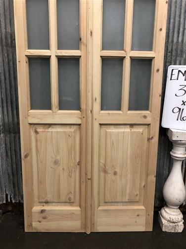 French Double Door (36x96.5) 8 Pane Frosted Glass Door European Styled EM53