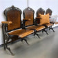 4 Wood Iron Folding Theater Seats, Auditorium Seats, Entryway Bench, D9