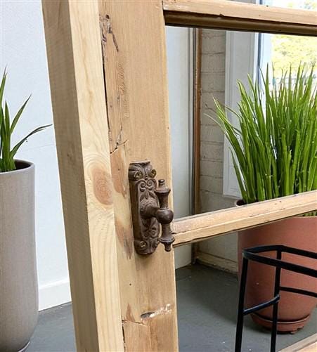 Antique French Single Door (37x86.5) Glass Pane Door with Jamb, Encased Door T35