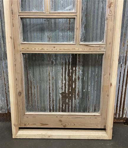 Antique French Single Door (33x81) Glass Pane Door with Jamb, Encased Door T44