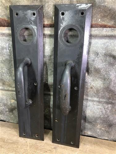 Home & Living > Home Improvement > Hardware - Door Handle Pull Plates, Vintage Black Matte Escutcheon Plate, Mortise Trim...