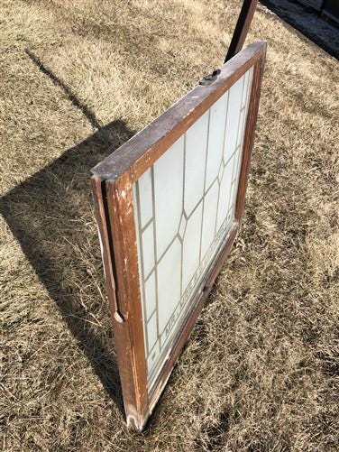 Home & Living > Home Improvement > Windows - Etched Frosted Clear Glass Vintage Church Window, Architectural Art Glass, I...