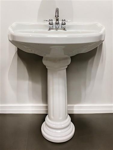 Porcelain Pedestal Sink, Vintage White Bathroom Sink, Architectural Salvage, A