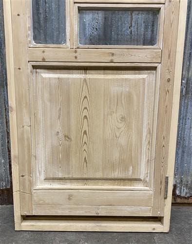 Antique French Single Door (27.25x82) Glass Pane Door with Jamb, Encased Door T6