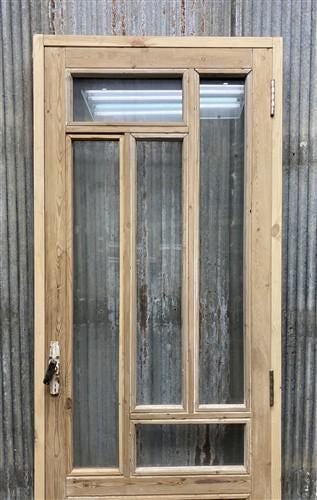 Antique French Single Door (27.5x82) Glass Pane Door with Jamb, Encased Door T57
