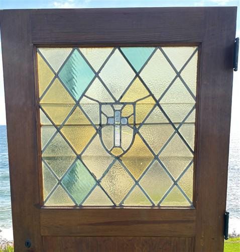Home & Living > Home Improvement > Doors & Locks > Doors - Antique Single Door (40x79.5) Stained Glass Paneled Church Door...