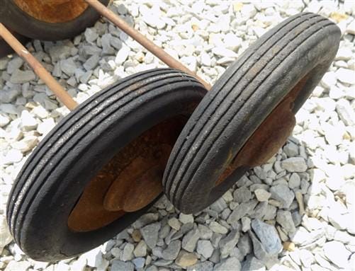 4 Vintage Metal Baby Buggy Wheels Pedal Car Garden Cart Pumpkin Wagon A49