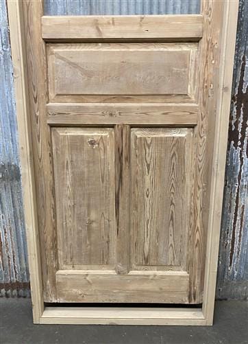 Antique French Single Door (32x92.5) Glass Pane Door with Jamb, Encased Door T38