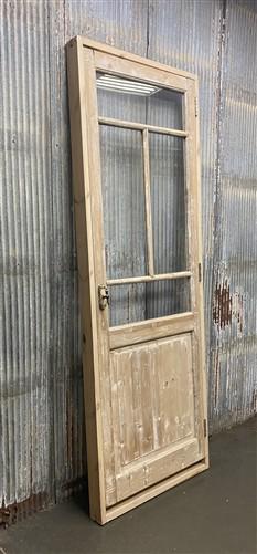 Antique French Single Door (31.5x90) Glass Pane Door with Jamb, Encased Door T29