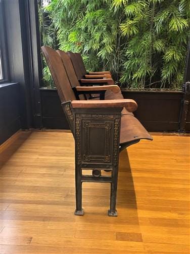 Home & Living > Furniture - 4 Vintage Wood Folding Theater Seats, Auditorium Seats, Entryway Bench, E13 by The Old Grainery