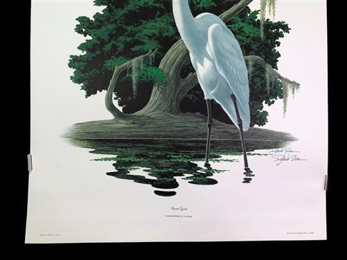 Art & Collectibles > Prints > Lithographs - Richard Sloan, Great Egret, Signed Print, 28x22, Wade Collection, Plate 37 by...