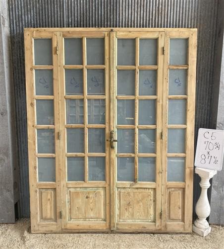 Antique French Double Doors (71x88) Frosted Glass European SideLite Jamb C5