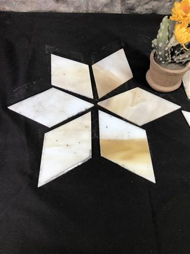 10 Stained Slag Glass Diamond Panes, Reclaimed Church Window Art Glass Pieces C