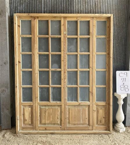 Antique French Double Doors (71x88) Frosted Glass European SideLite Jamb C9