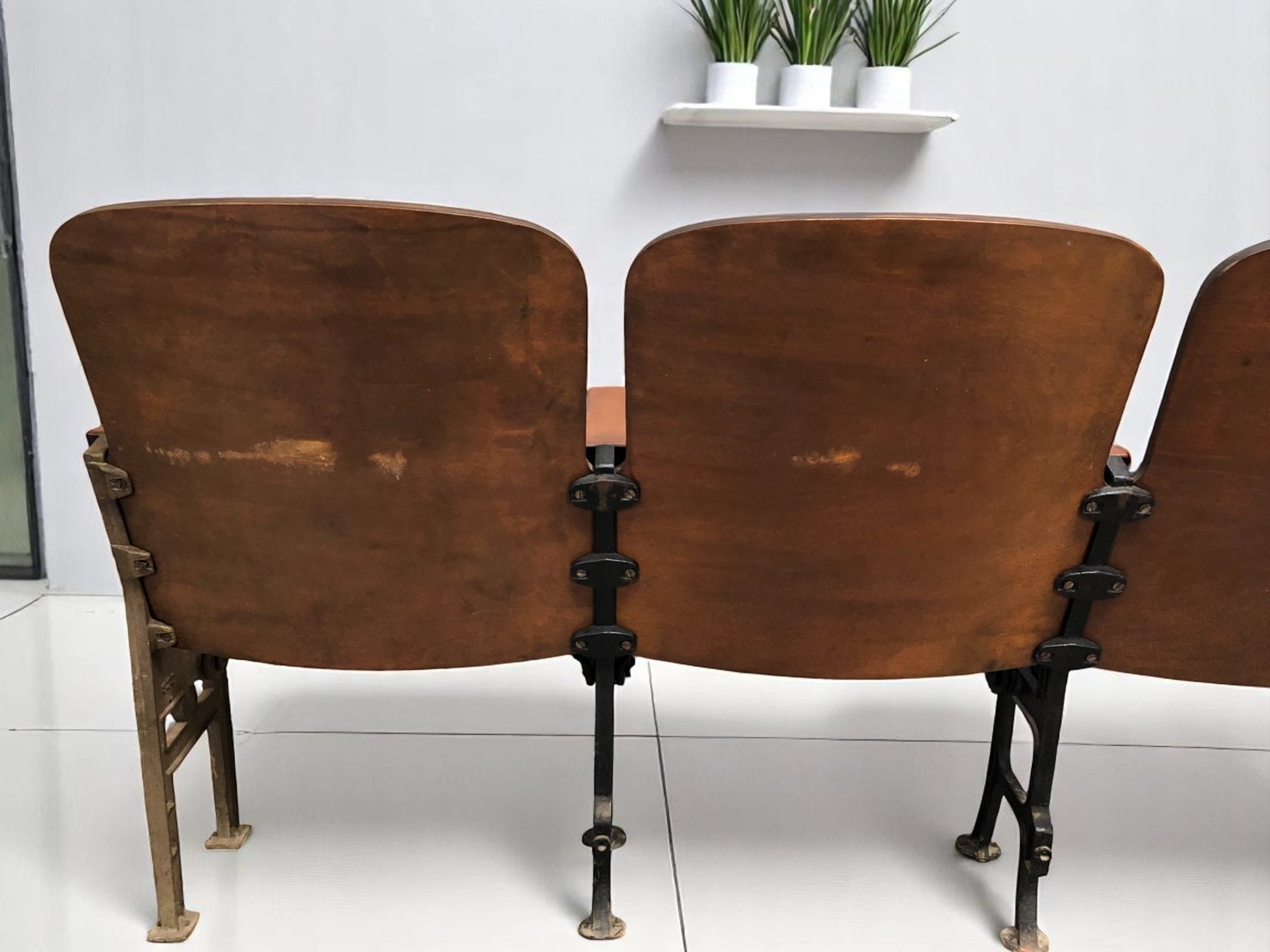 Home & Living > Furniture - 5 Vintage Wood Folding Theater Seats, Auditorium Seats, Entryway Bench, E16 by The Old Grainery