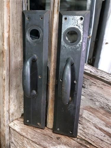 Home & Living > Home Improvement > Hardware - Door Handle Pull Plates, Vintage Black Matte Escutcheon Plate, Mortise Trim...