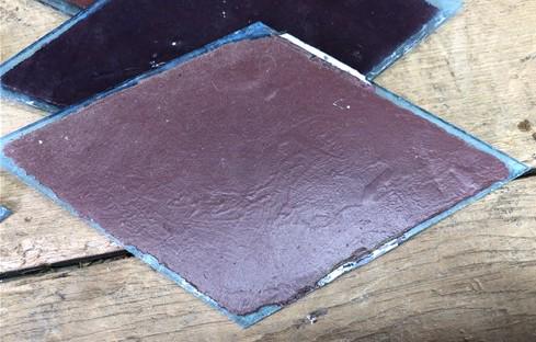 Craft Supplies & Tools > Raw Materials > Glass - Lot Painted Glass Diamond Panes, Reclaimed Church Window Red Glass Pieces...